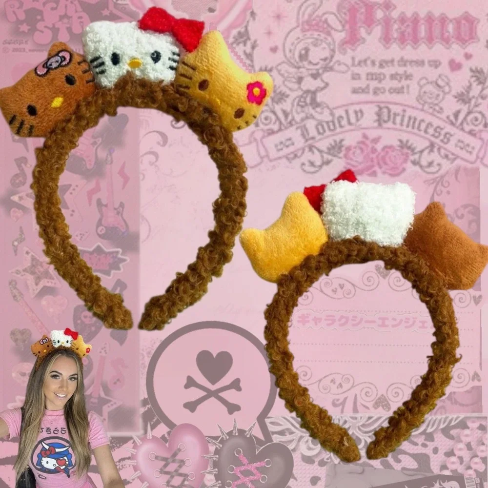 Y2K GRUNGE CUTE PLUSH FUZZY‎ HELLO KITTY HEAD BAND NWOT